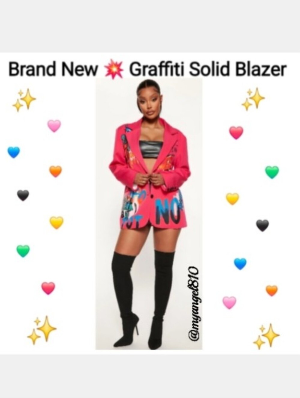 Ma Chérie Virbart Pink Graffiti Blazer, Size M